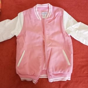 Girl pink letterman style jacket